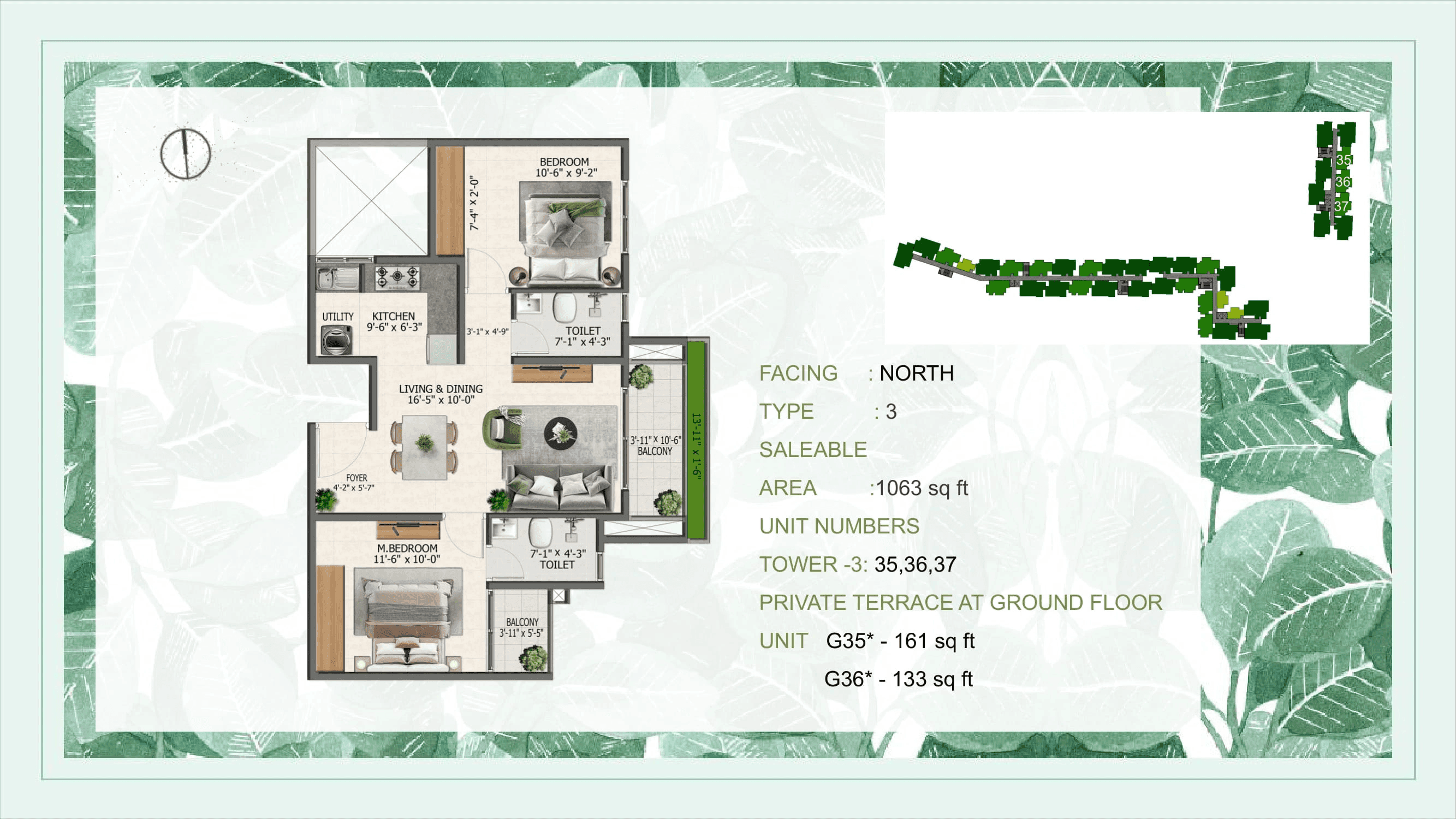 Sowparnika Whispering petals Unit plan - 659 sq.ft.