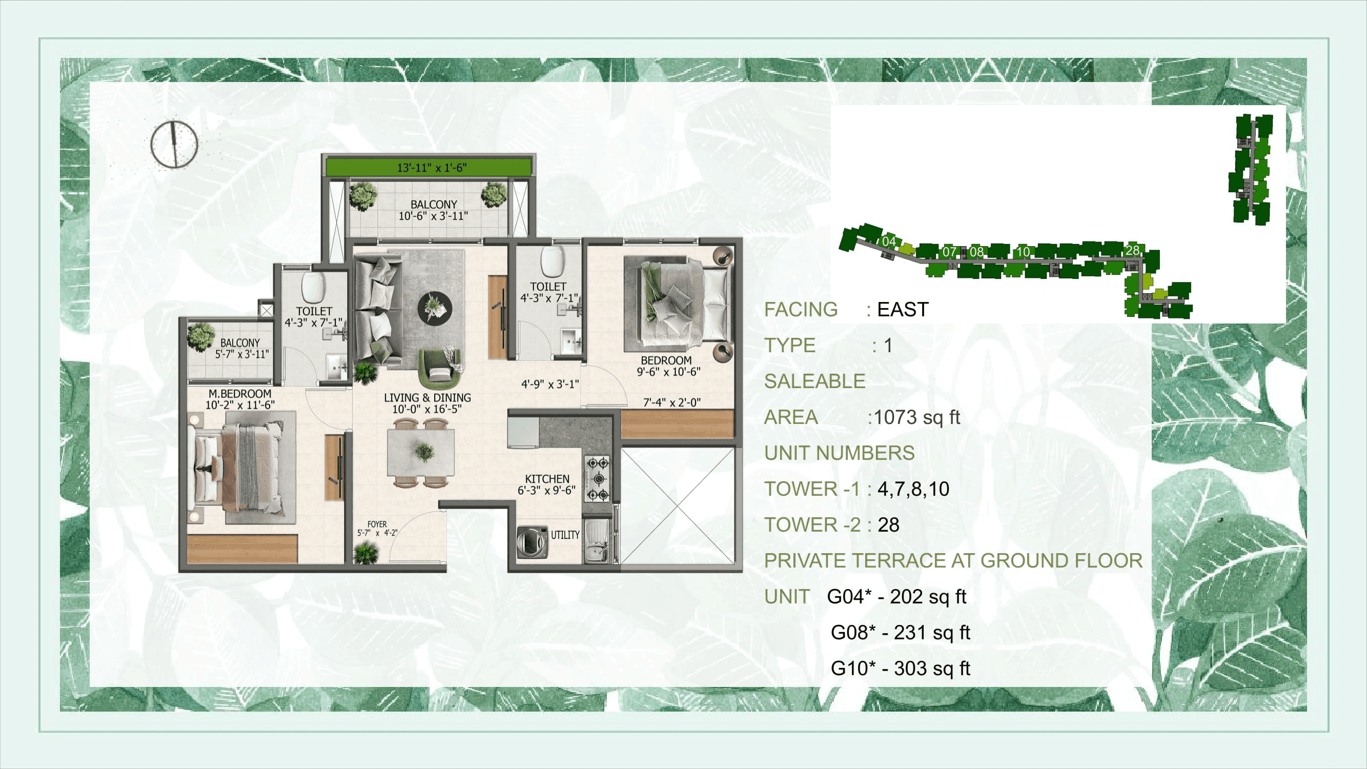 Sowparnika Whispering petals Unit plan - 665 sq.ft.