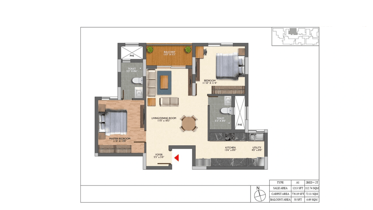 The Grand Strand Address Unit plan - 776 sq.ft.