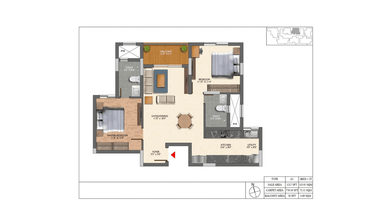 The Grand Strand Address Unit plan - 776 sq.ft.