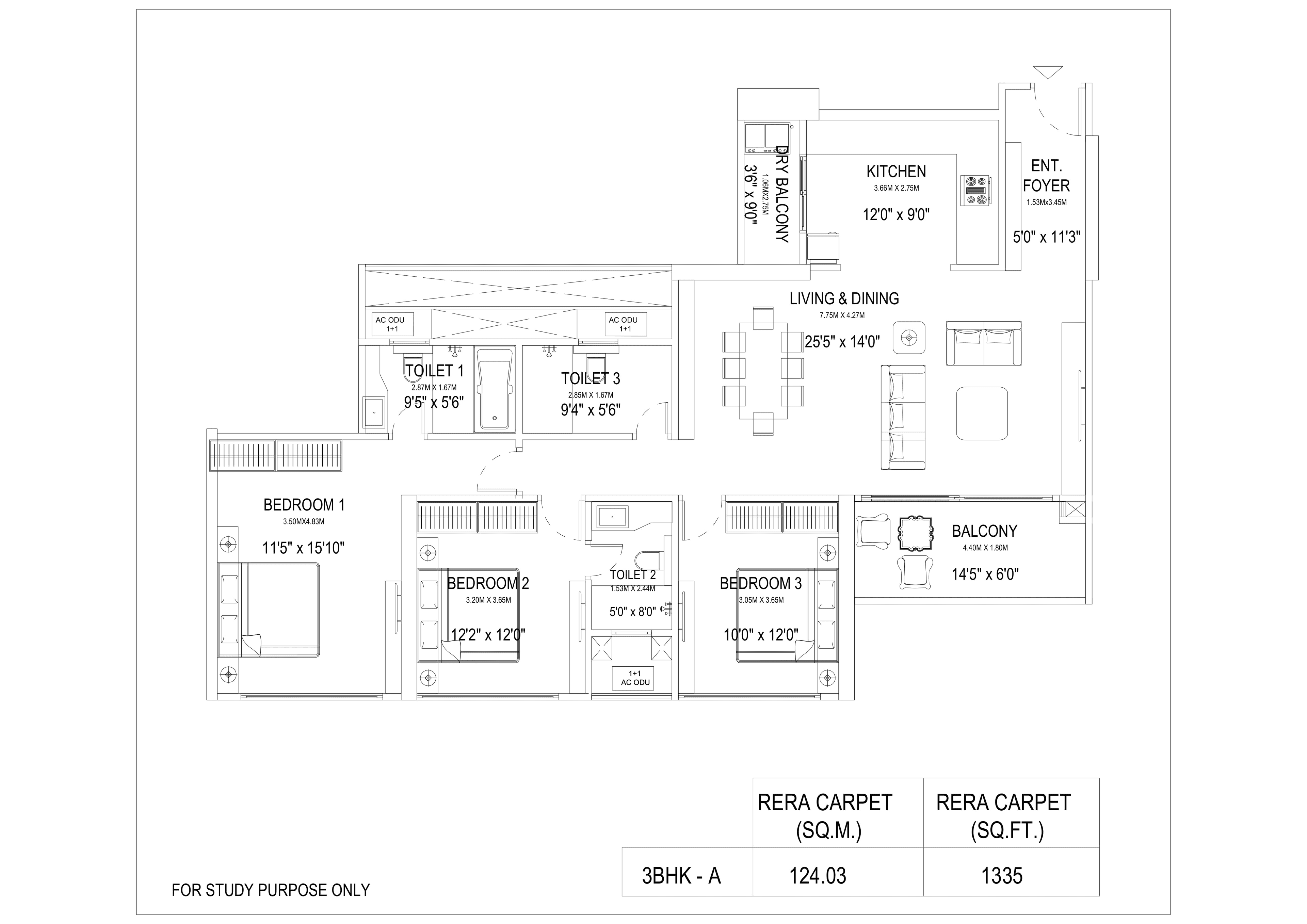 Unit plan - 1335 sq.ft.