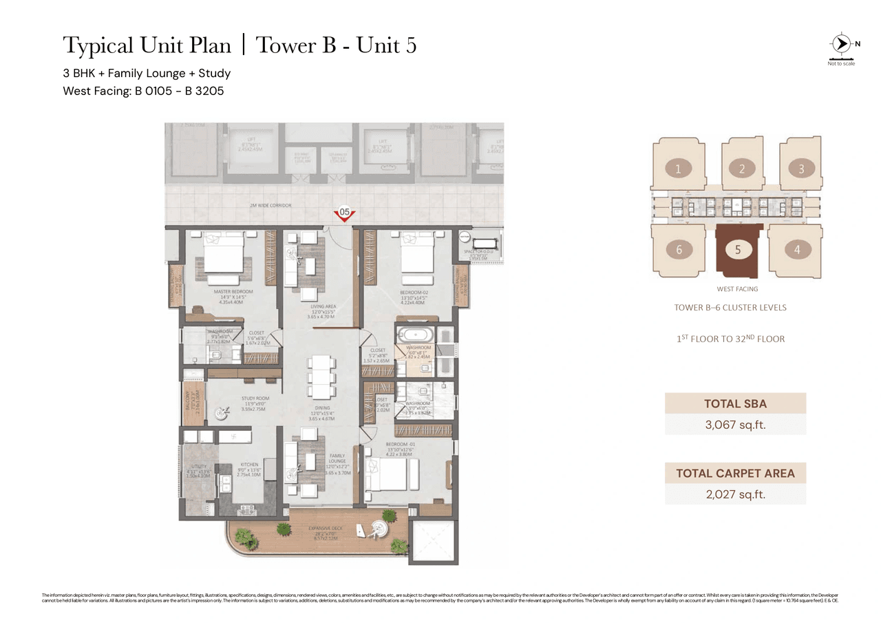 Brigade Gateway Unit plan - 2027 sq.ft.