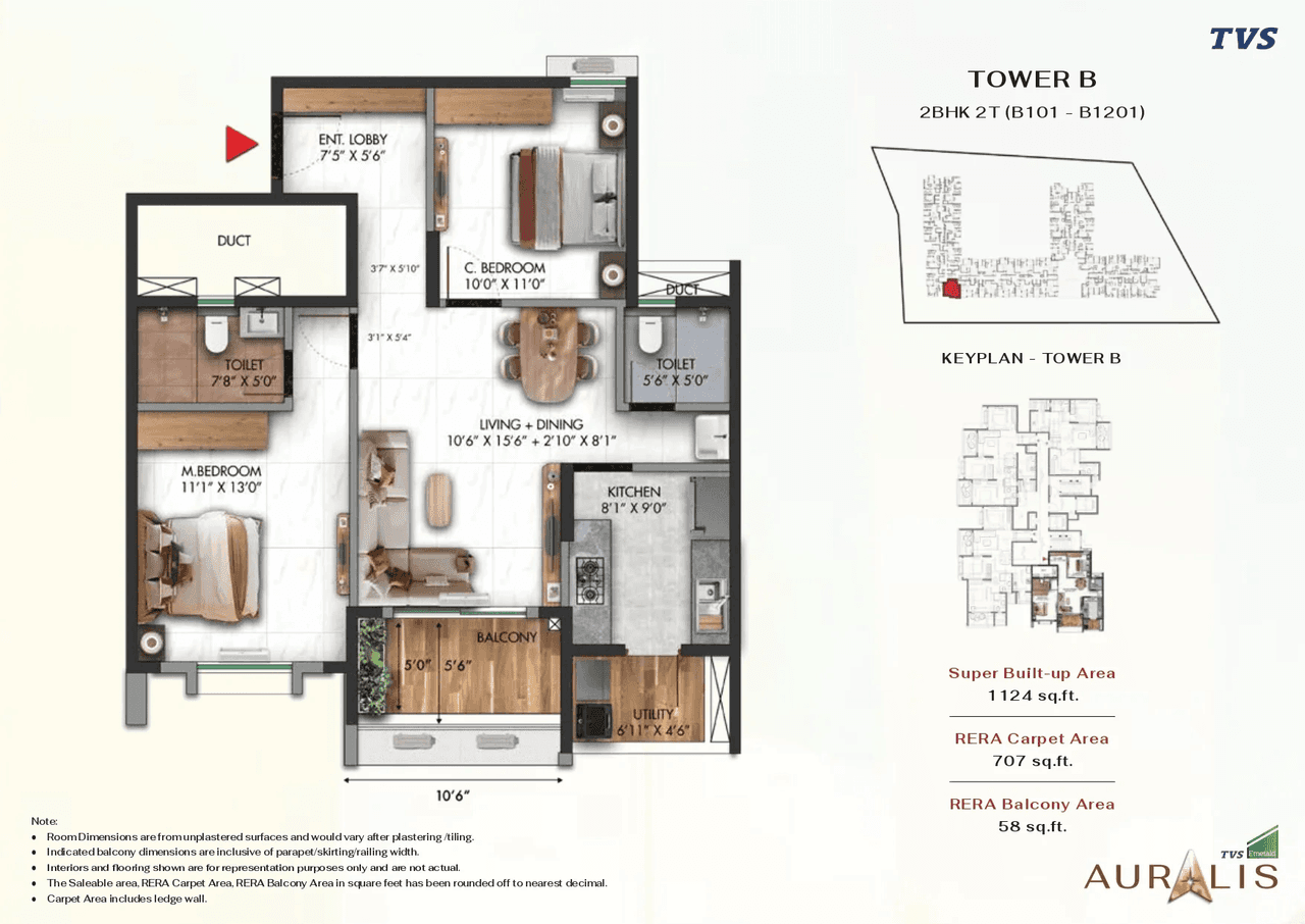TVS Thanisandra Unit plan - 786 sq.ft.