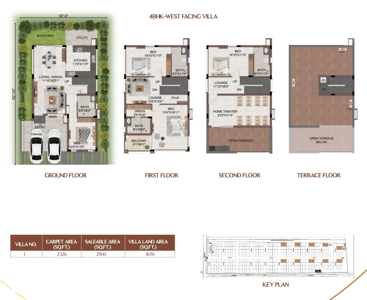 Casagrand Hanford Unit plan - 2326 sq.ft.