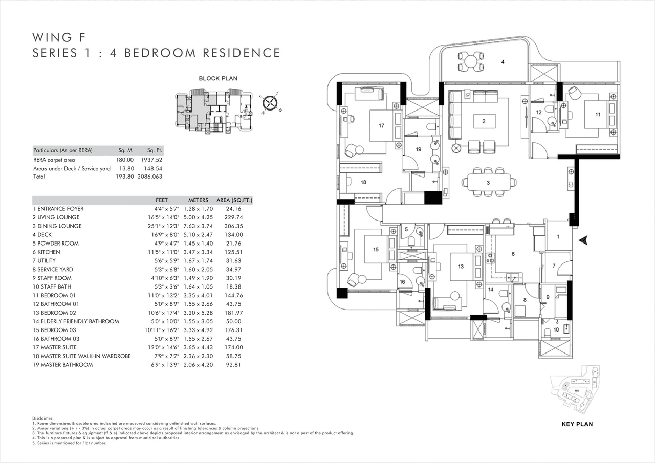 Rustomjee Balmoral Golflinks Unit plan - 2086 sq.ft.