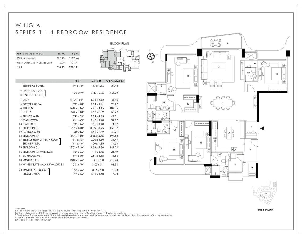 Rustomjee Balmoral Golflinks Unit plan - 2305 sq.ft.