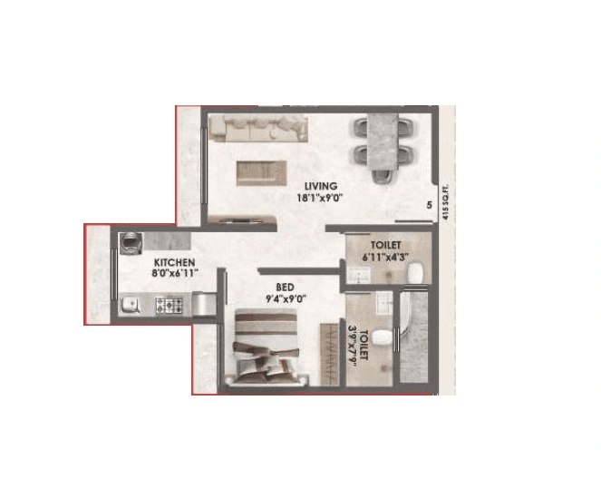 Unit plan - 415 sq.ft.