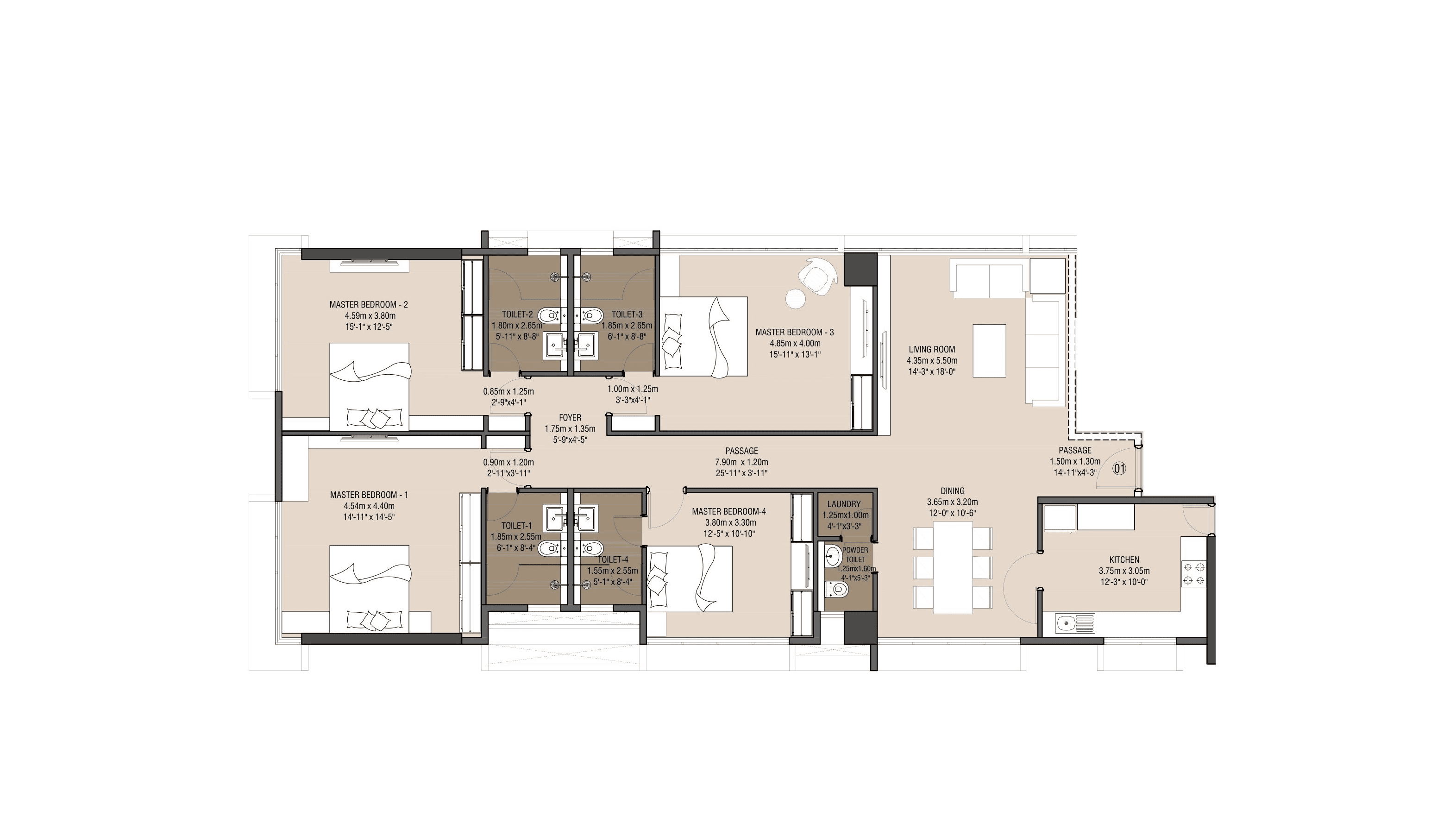 Unit plan - 1969 sq.ft.
