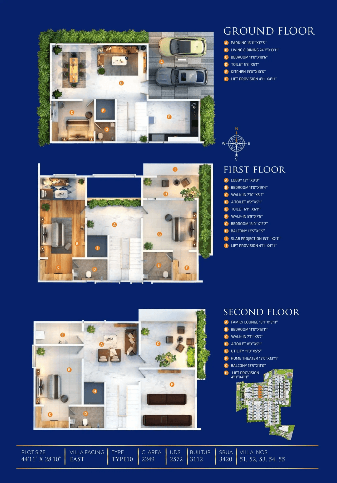 Sai Sapphire Unit plan - 2223 sq.ft.