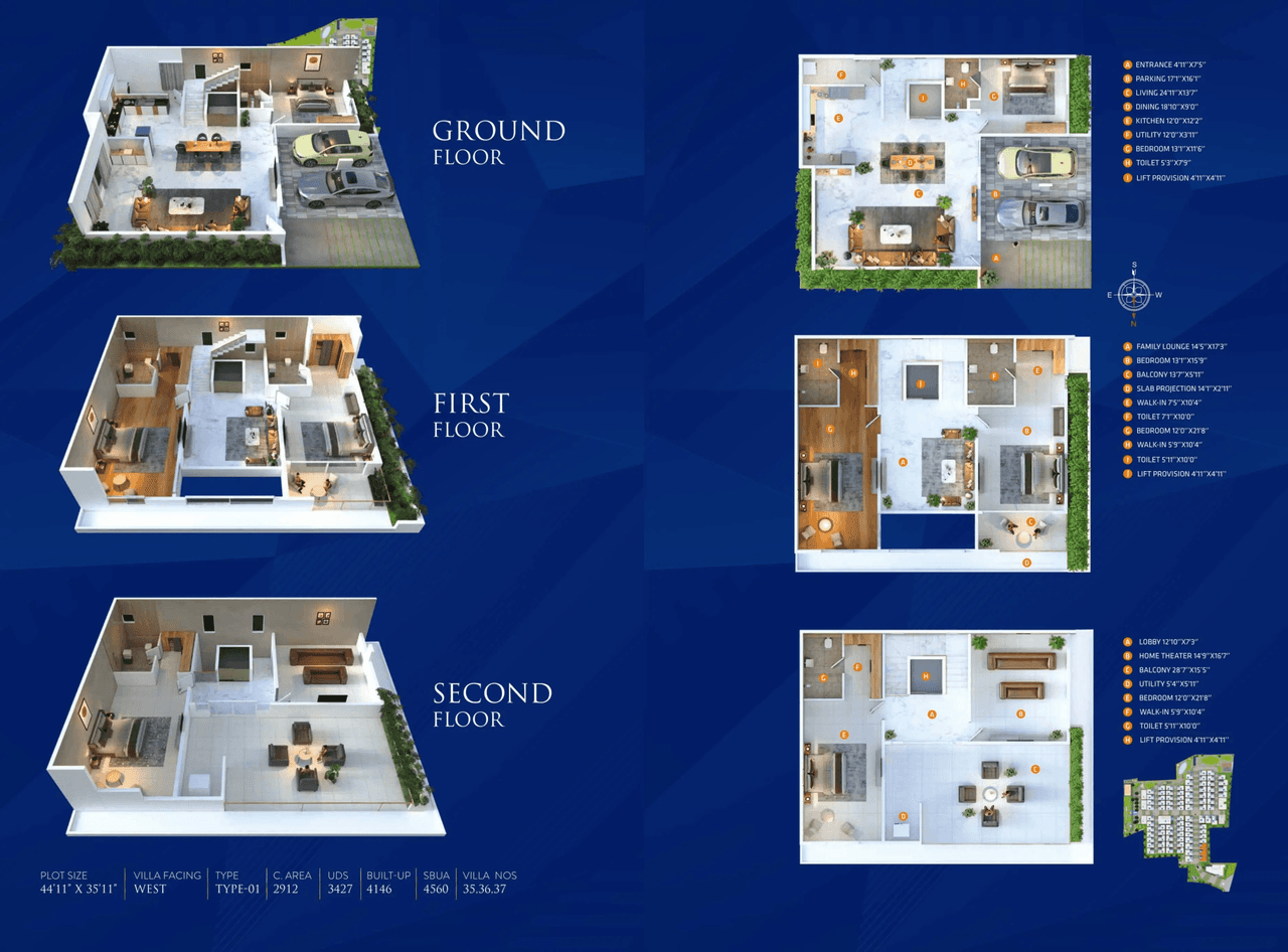 Sai Sapphire Unit plan - 2964 sq.ft.