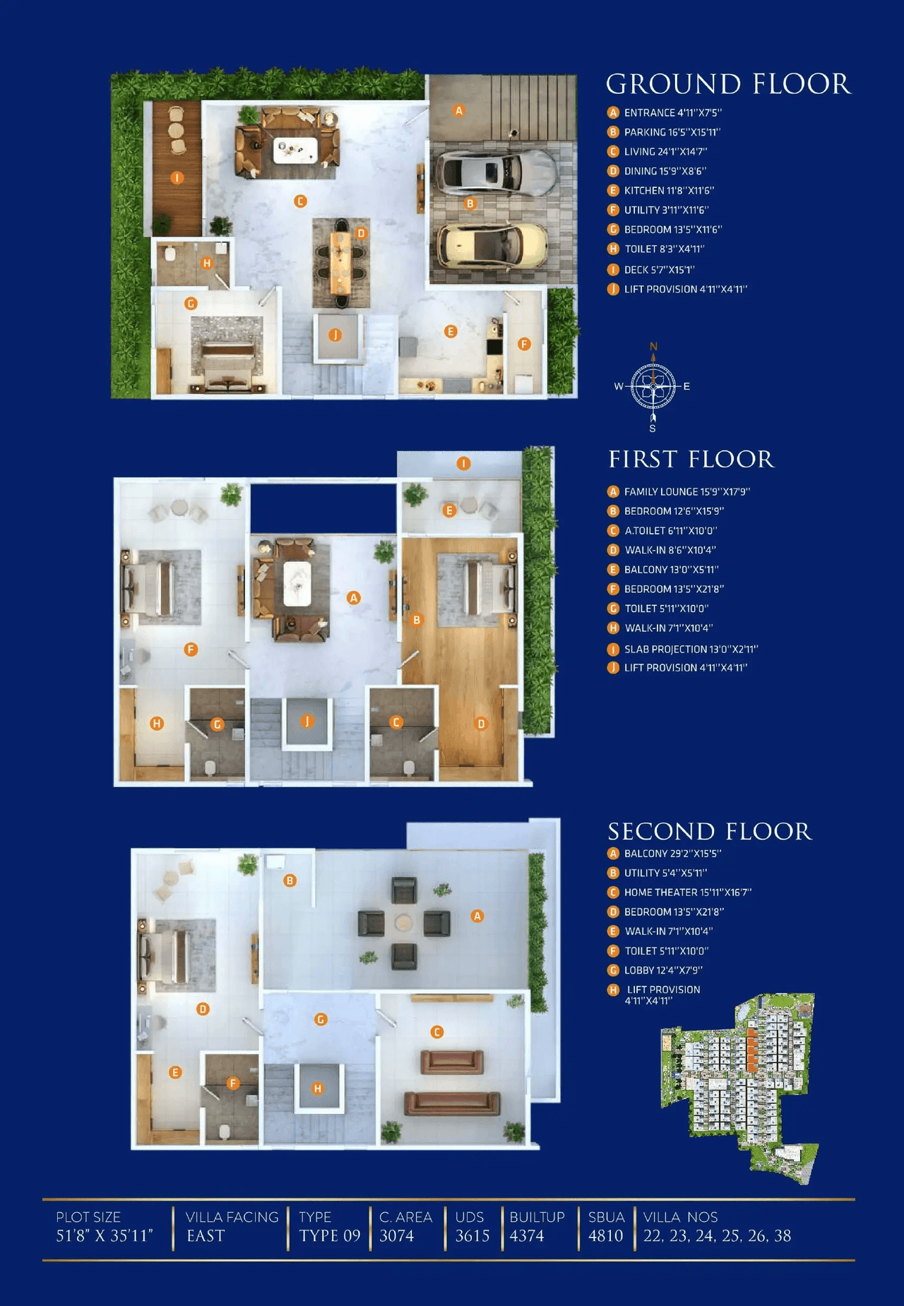 Sai Sapphire Unit plan - 3074 sq.ft.