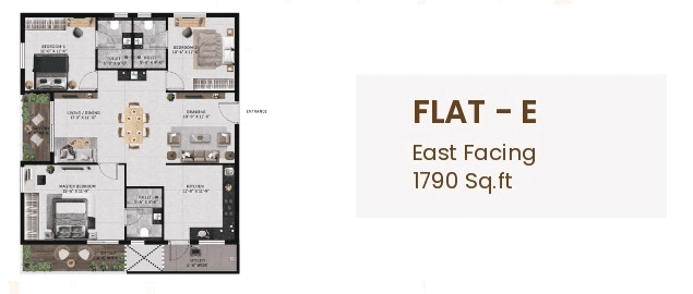 Vian Vayu Unit plan - 1253 sq.ft.