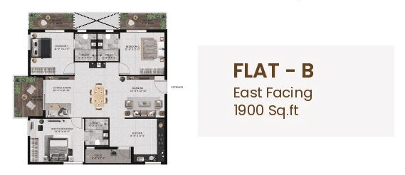 Vian Vayu Unit plan - 1368 sq.ft.