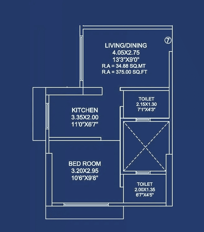Je&Vee Elevate Unit plan - 375 sq.ft.