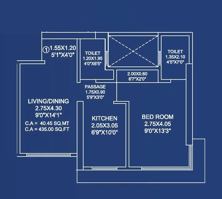 Je&Vee Elevate Unit plan - 435 sq.ft.