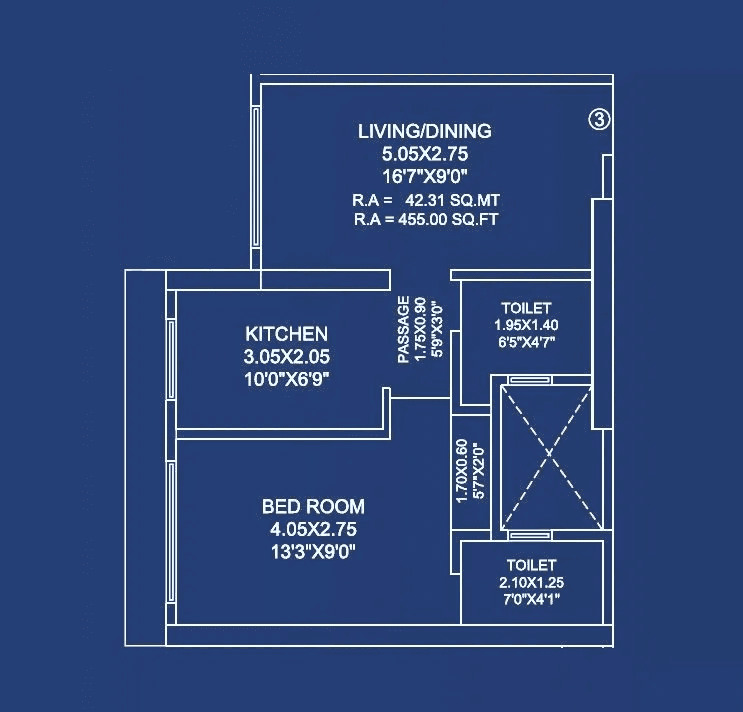 Je&Vee Elevate Unit plan - 455 sq.ft.