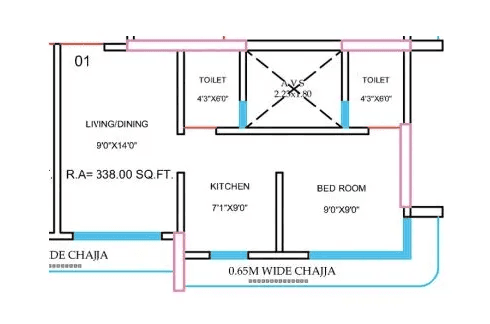 Je&Vee Saidham Unit plan - 338 sq.ft.