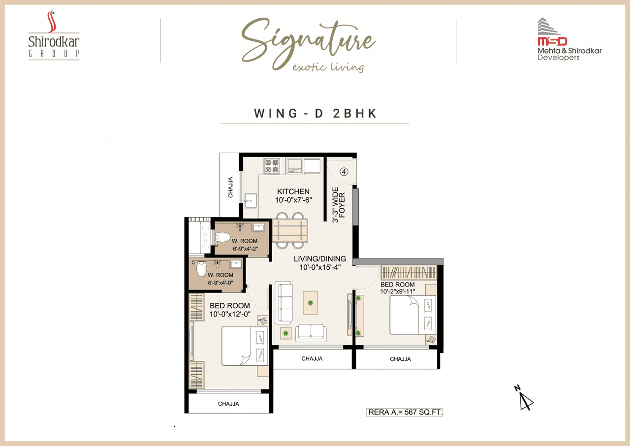 Shirodkar Signature Unit plan - 567 sq.ft.