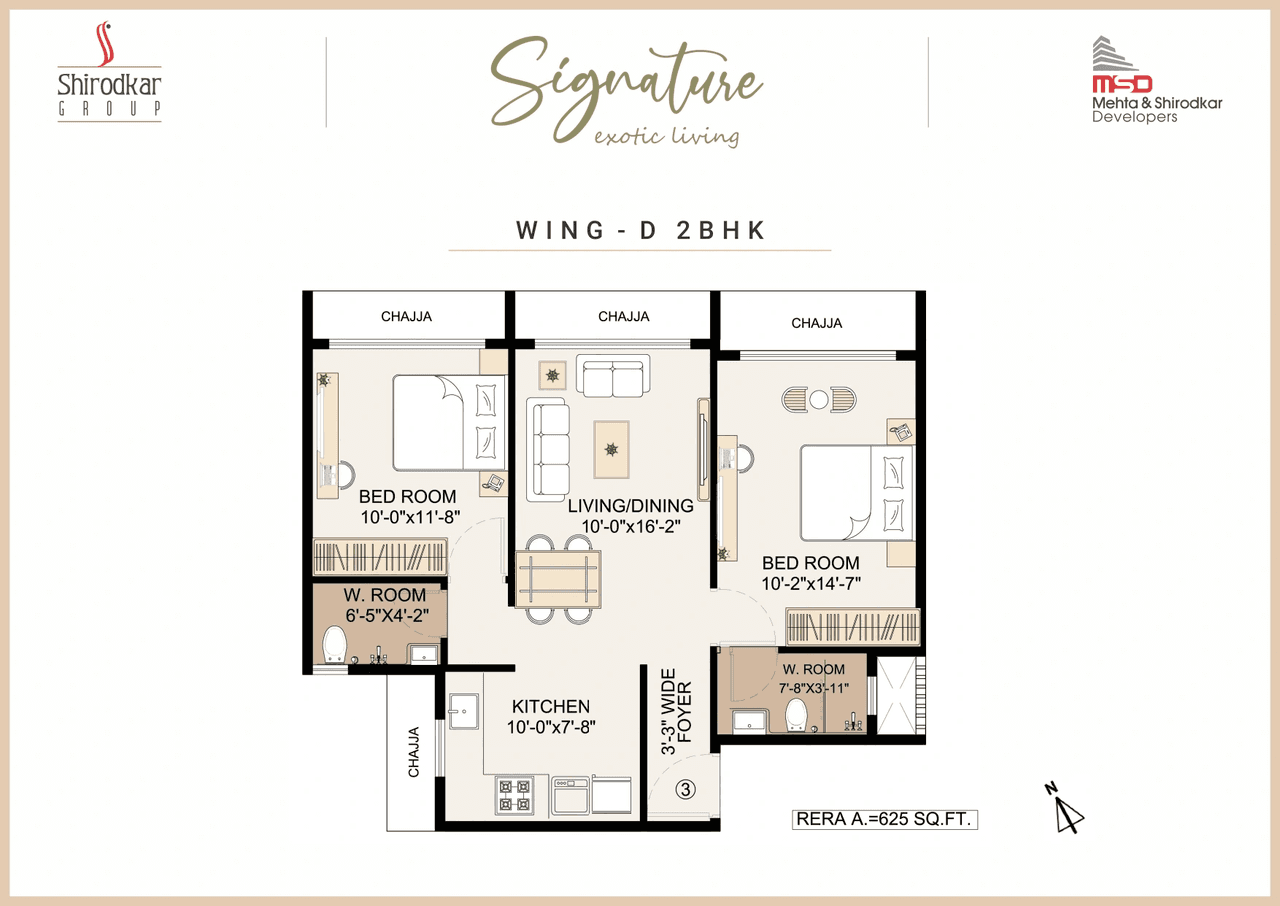 Shirodkar Signature Unit plan - 625 sq.ft.