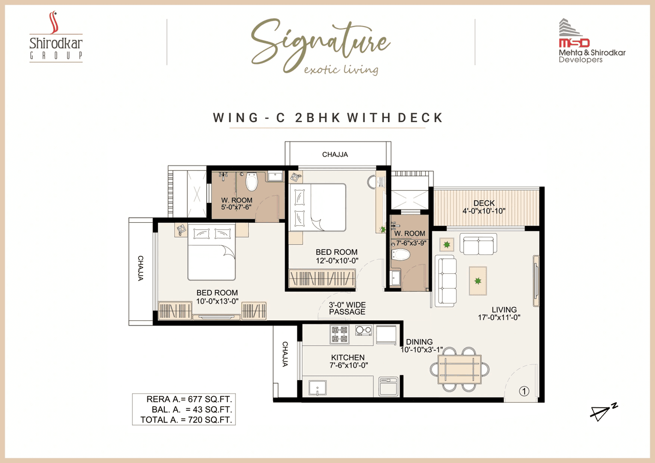 Shirodkar Signature Unit plan - 720 sq.ft.