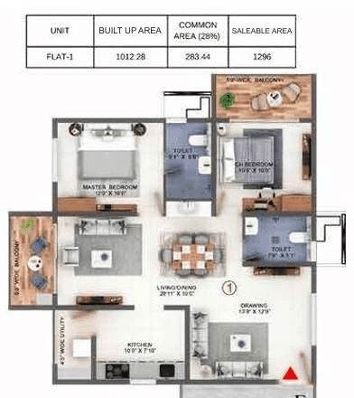 Candeur Lake Scape Unit plan - 1012 sq.ft.