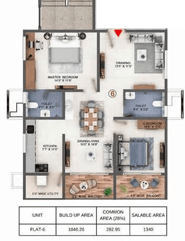 Candeur Lake Scape Unit plan - 1046 sq.ft.