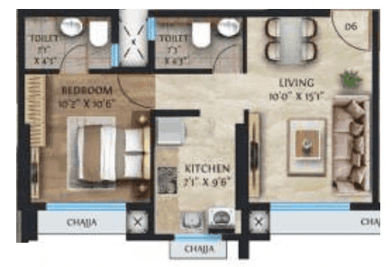 Inspira Gurukripa Unit plan - 427 sq.ft.