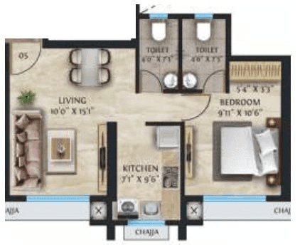 Inspira Gurukripa Unit plan - 461 sq.ft.