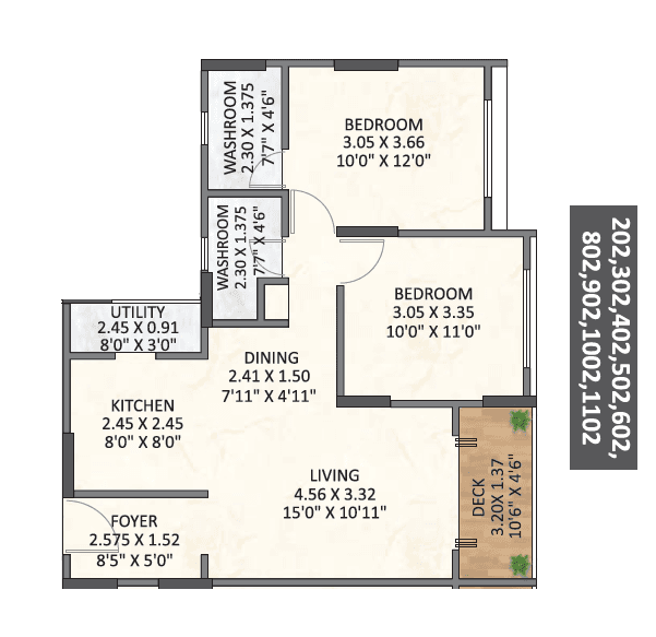 Esbee Azura Unit plan - 730 sq.ft.