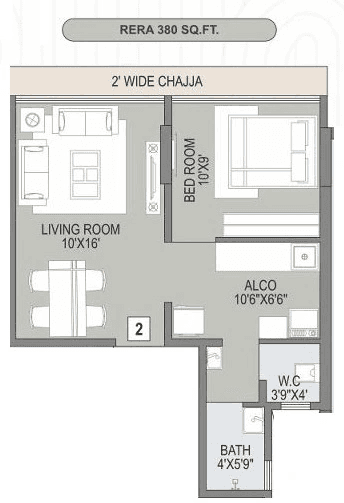 Omsai White House Unit plan - 380 sq.ft.