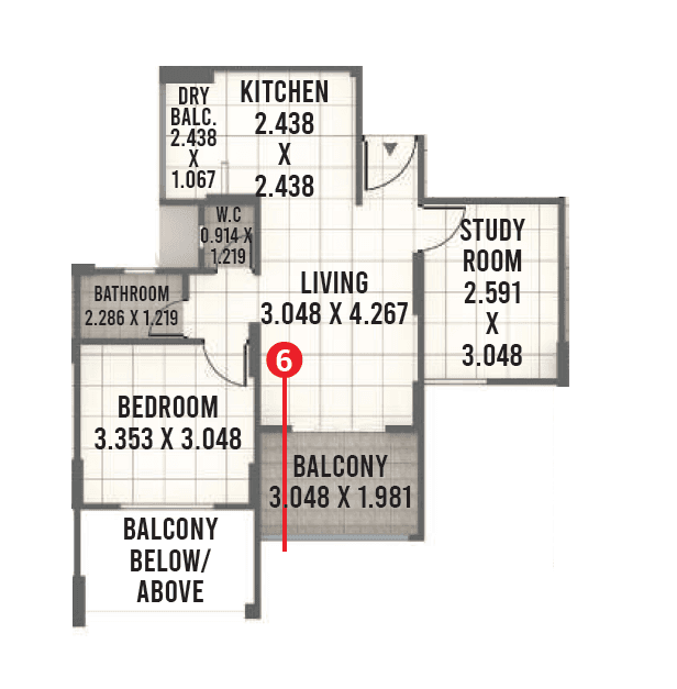 Kumar Skylights Unit plan - 583 sq.ft.