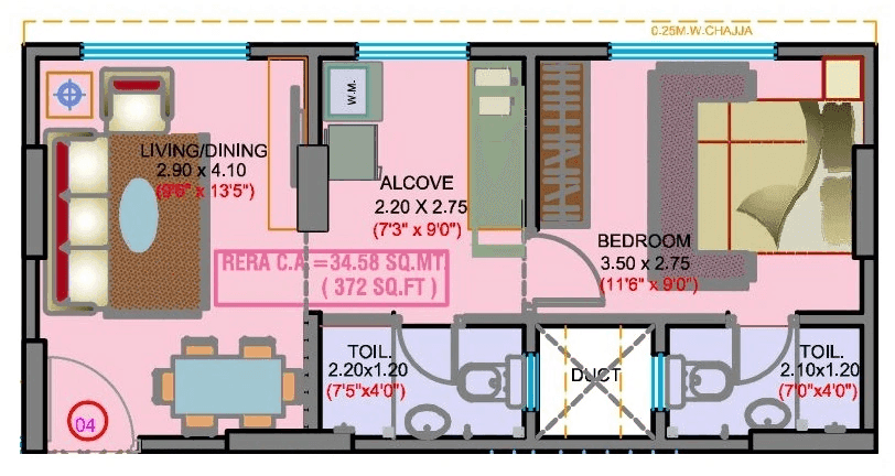 Unit plan - 372 sq.ft.