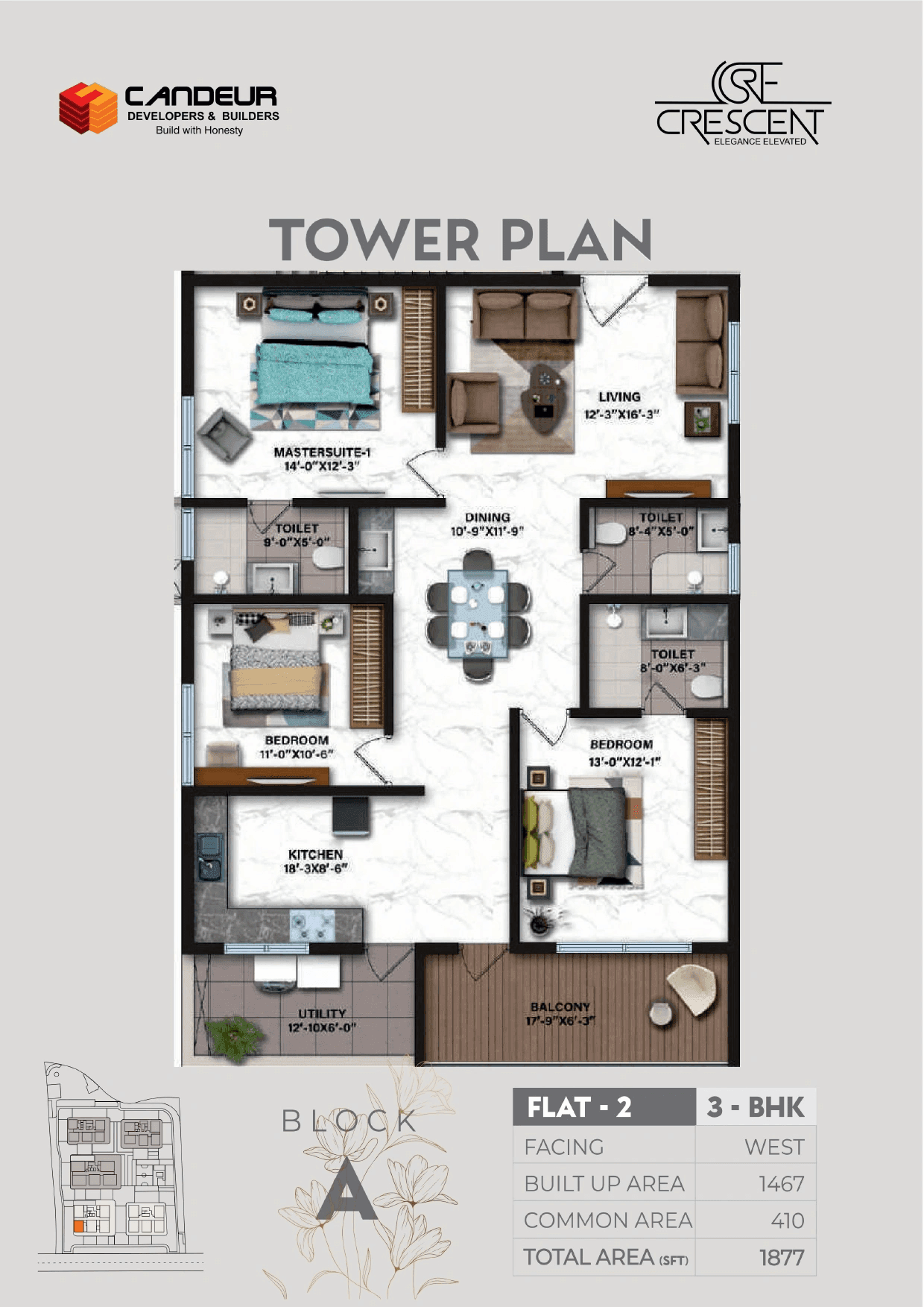 Candeur Crescent Unit plan - 1467 sq.ft.