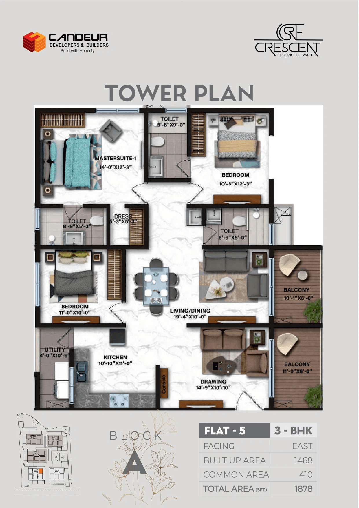 Candeur Crescent Unit plan - 1468 sq.ft.