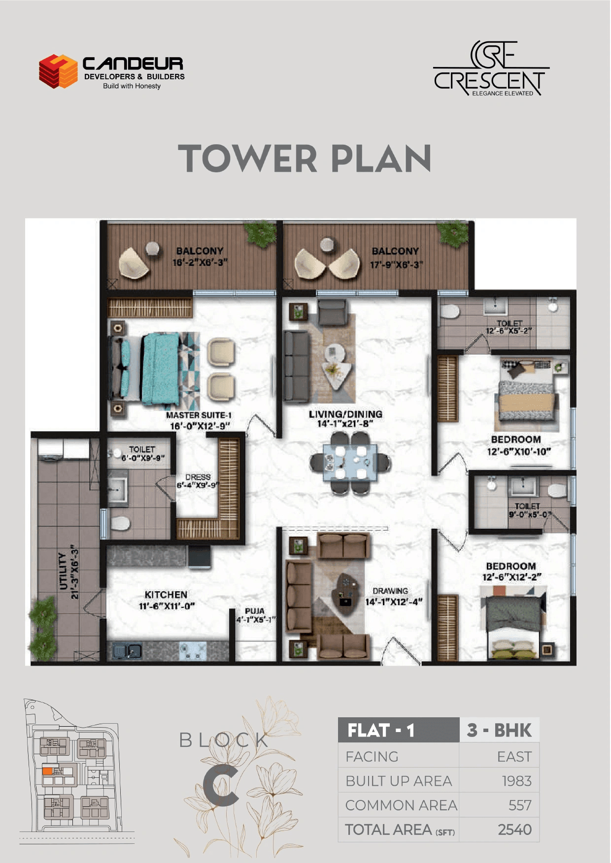 Candeur Crescent Unit plan - 1983 sq.ft.