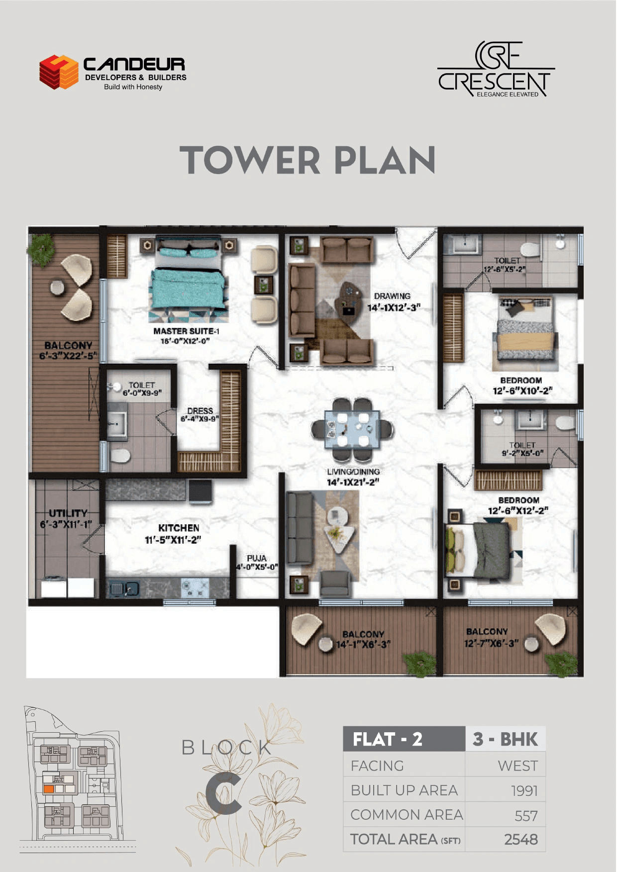 Candeur Crescent Unit plan - 1991 sq.ft.