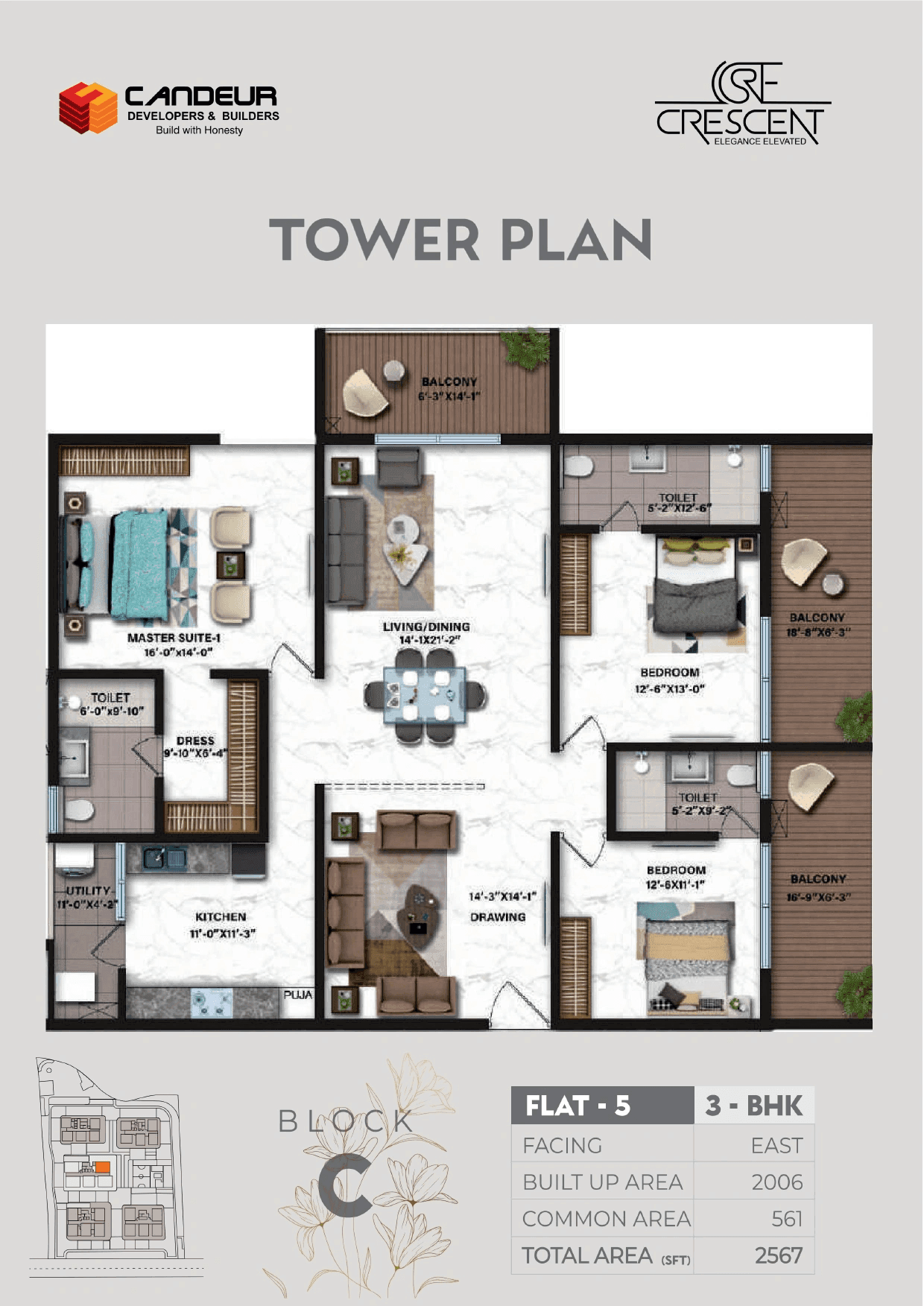 Candeur Crescent Unit plan - 2006 sq.ft.