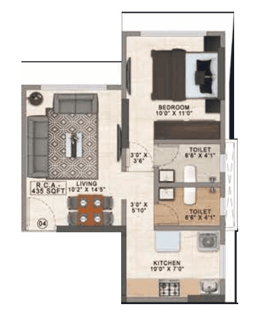 Unit plan - 436 sq.ft.