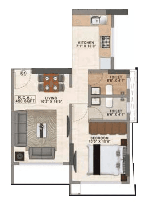 Aayush Gokul Unit plan - 450 sq.ft.