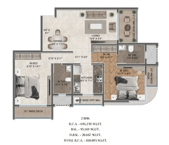 Yashodanand Sukan Unit plan - 810 sq.ft.