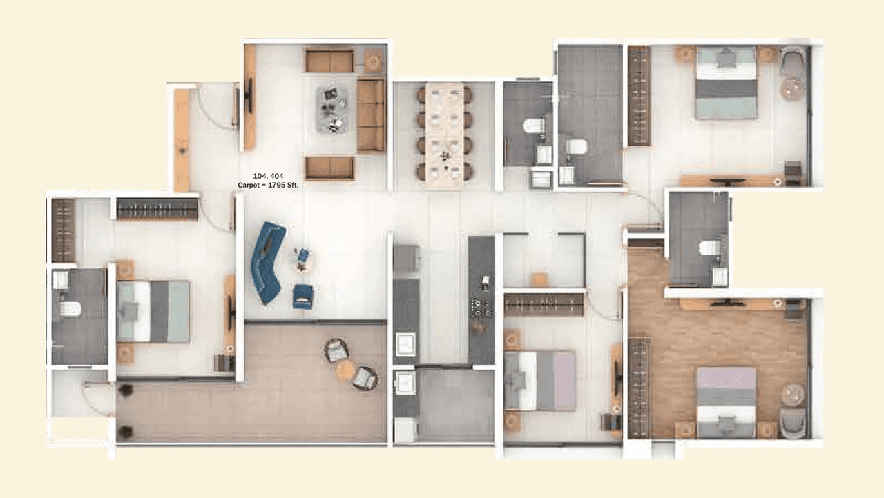 CK Prakash Unit plan - 1795 sq.ft.