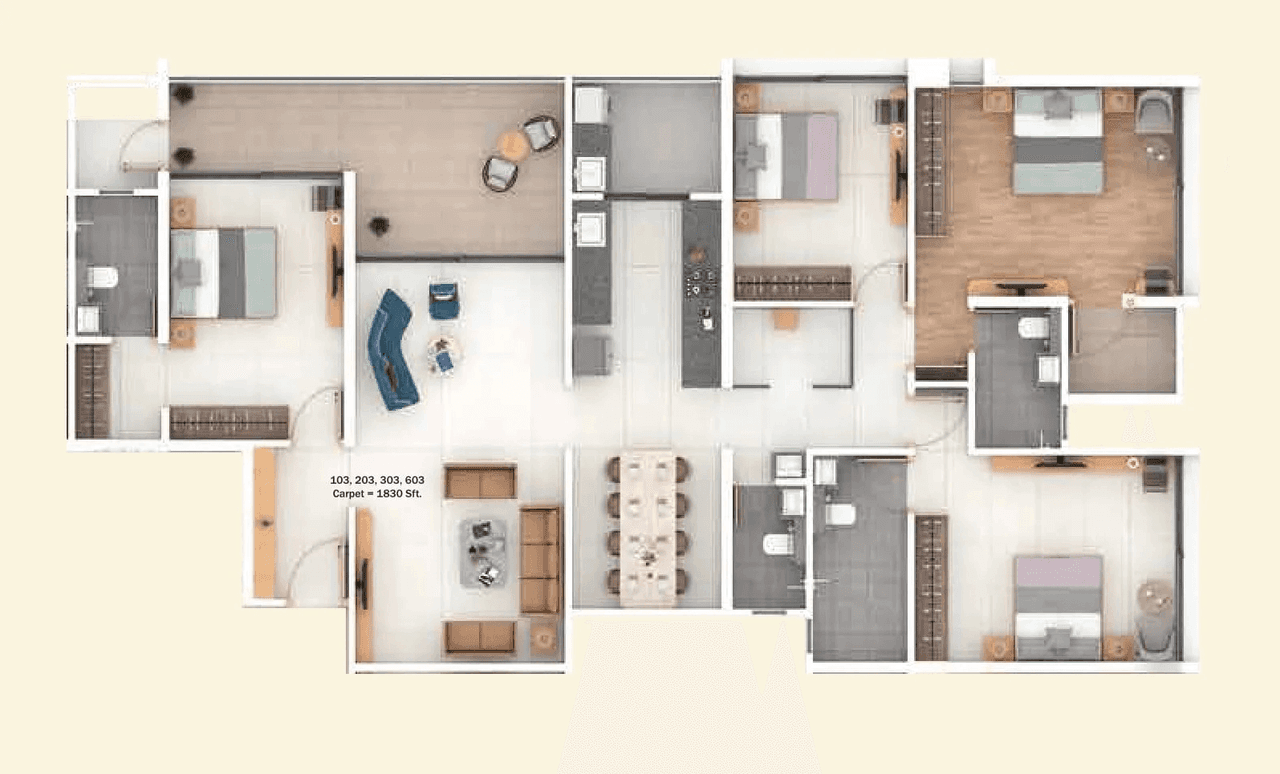 CK Prakash Unit plan - 1830 sq.ft.