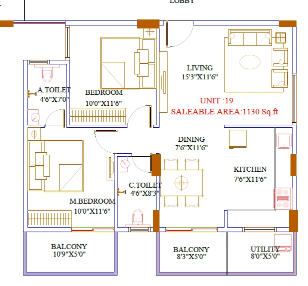 Aakriti Emerald Unit plan - 757 sq.ft.