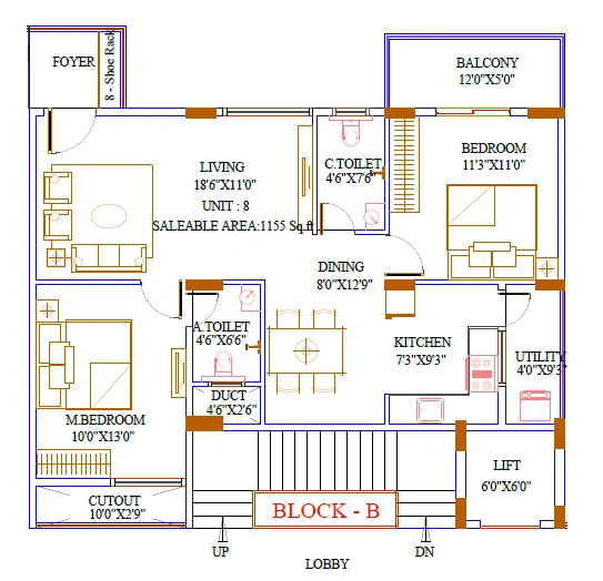 Aakriti Emerald Unit plan - 773 sq.ft.