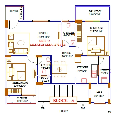 Aakriti Emerald Unit plan - 783 sq.ft.