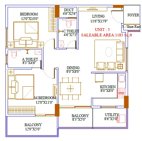 Aakriti Emerald Unit plan - 793 sq.ft.
