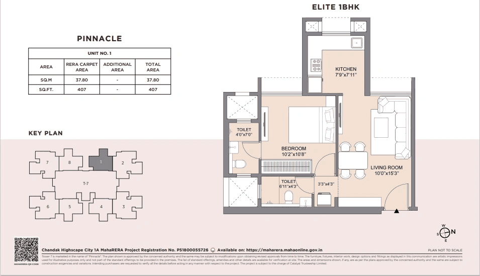 Chandak Highscape City Unit plan - 407 sq.ft.