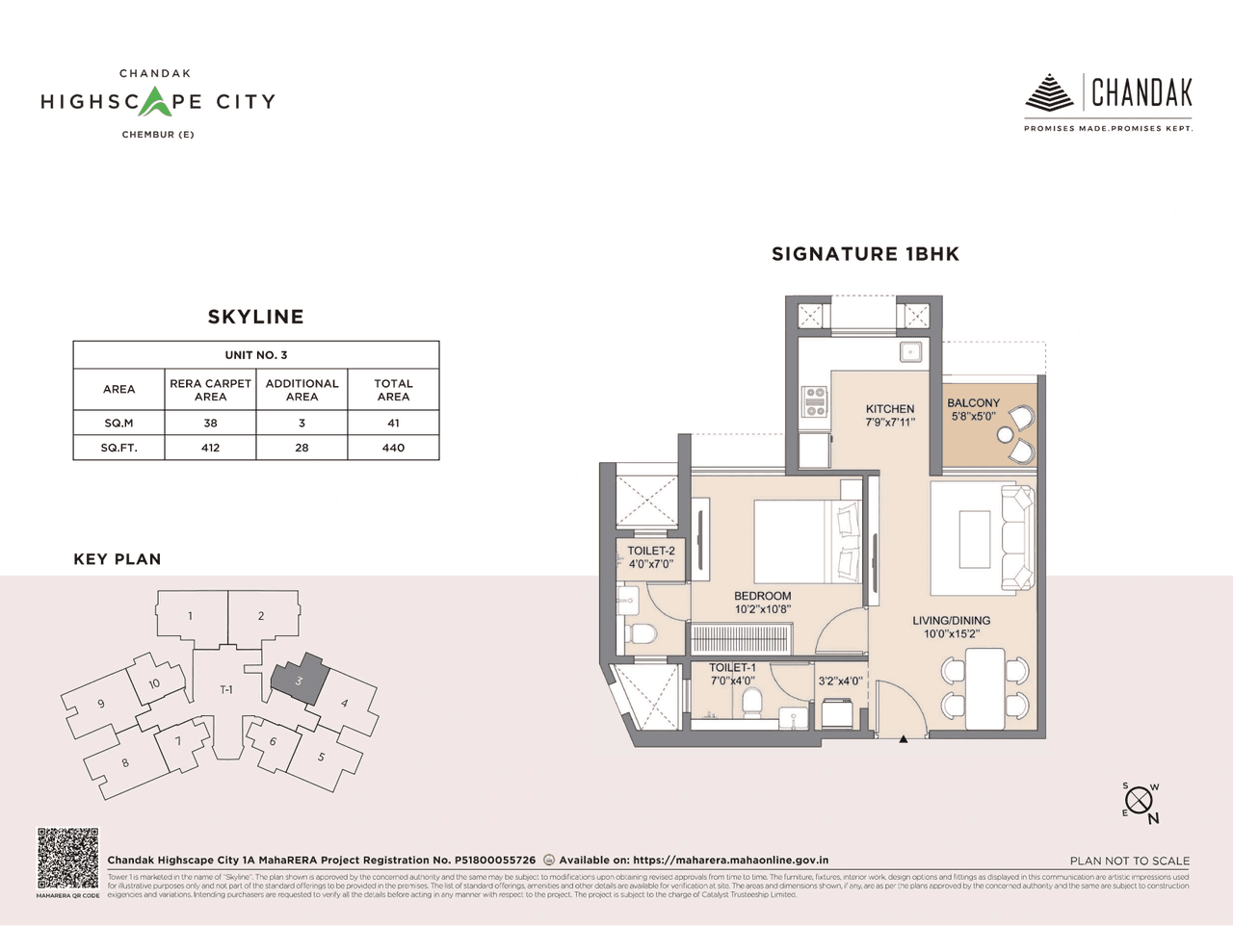 Chandak Highscape City Unit plan - 440 sq.ft.