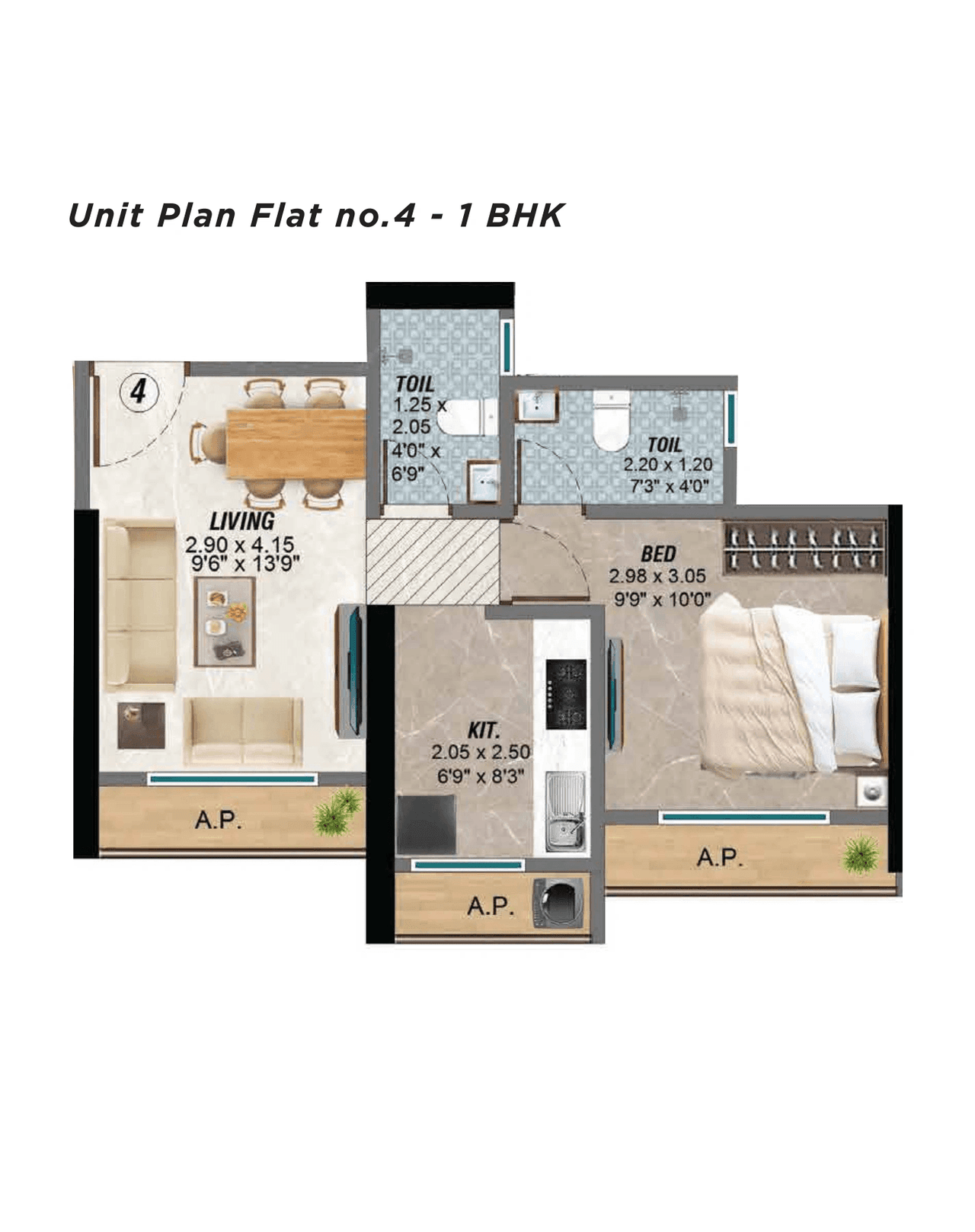 Shri Raam Pioneer Pushpanjali Unit plan - 450 sq.ft.