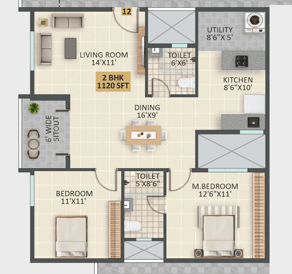 JP Lavender Unit plan - 784 sq.ft.